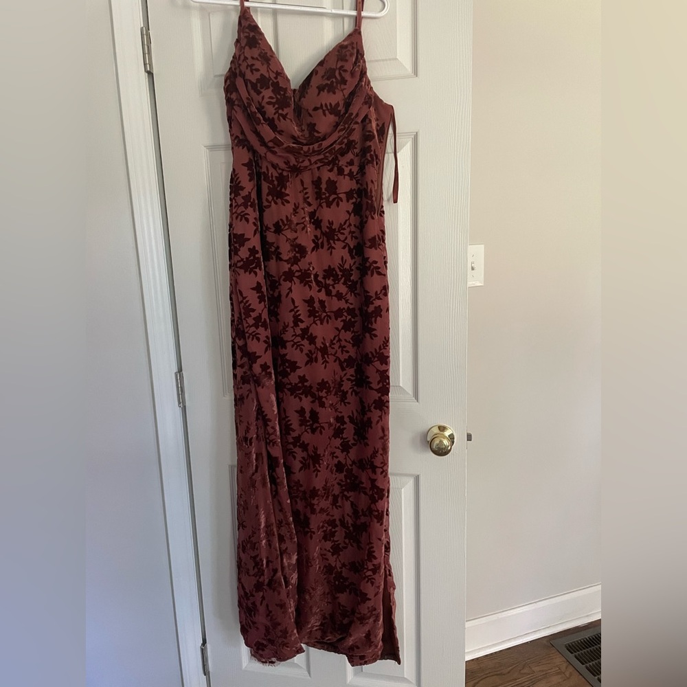 Revelry floral burnout terracotta dress